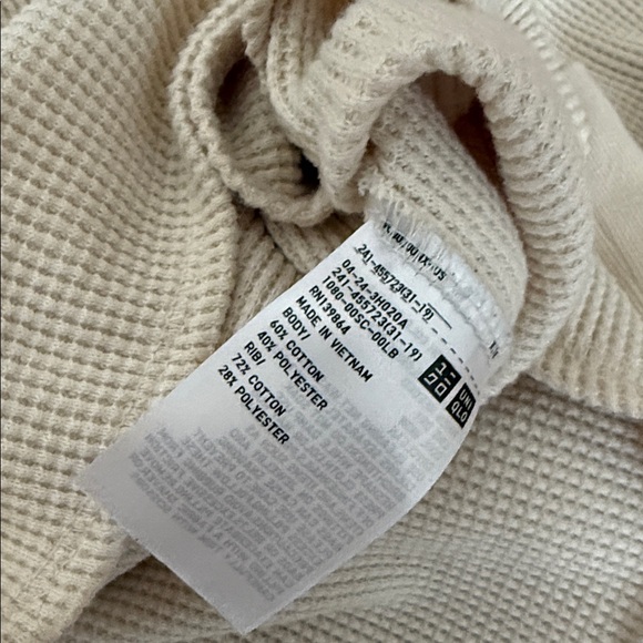 Uniqlo long sleeve waffle curved hem t shirt sz L large - Picture 4 of 4